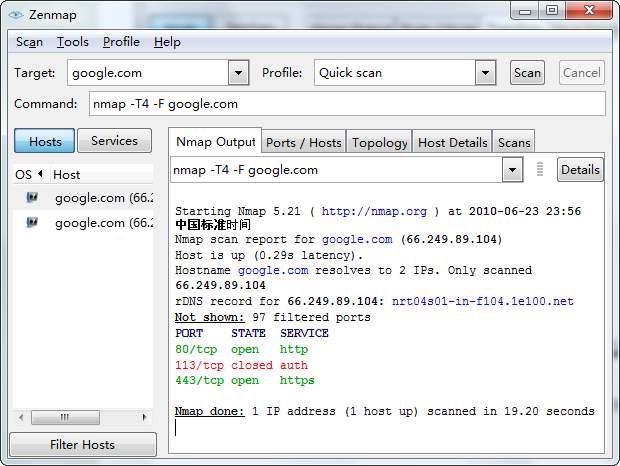 �˿�©�����蹤��Zenmap���dʹ��