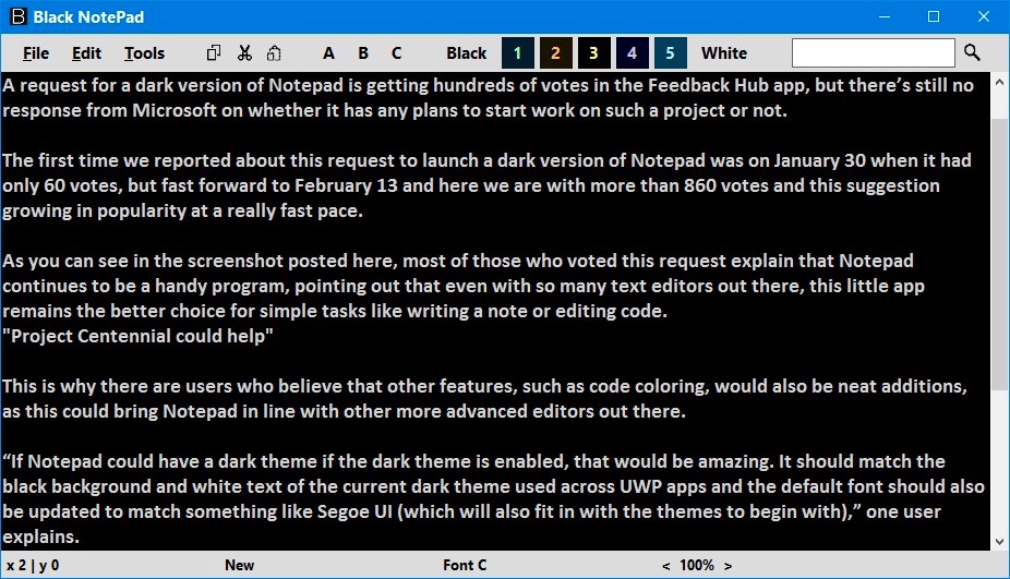 Black Notepadһ����檚�ص��ı���݋��