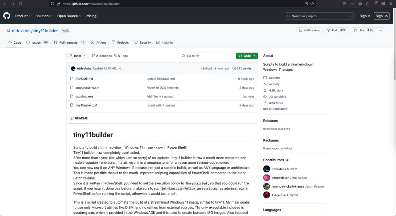 �D���_�l(f��)���Ƴ�Tiny11 Builder�_Դ���� ����Խ���ԓ�������ж���Windows 11